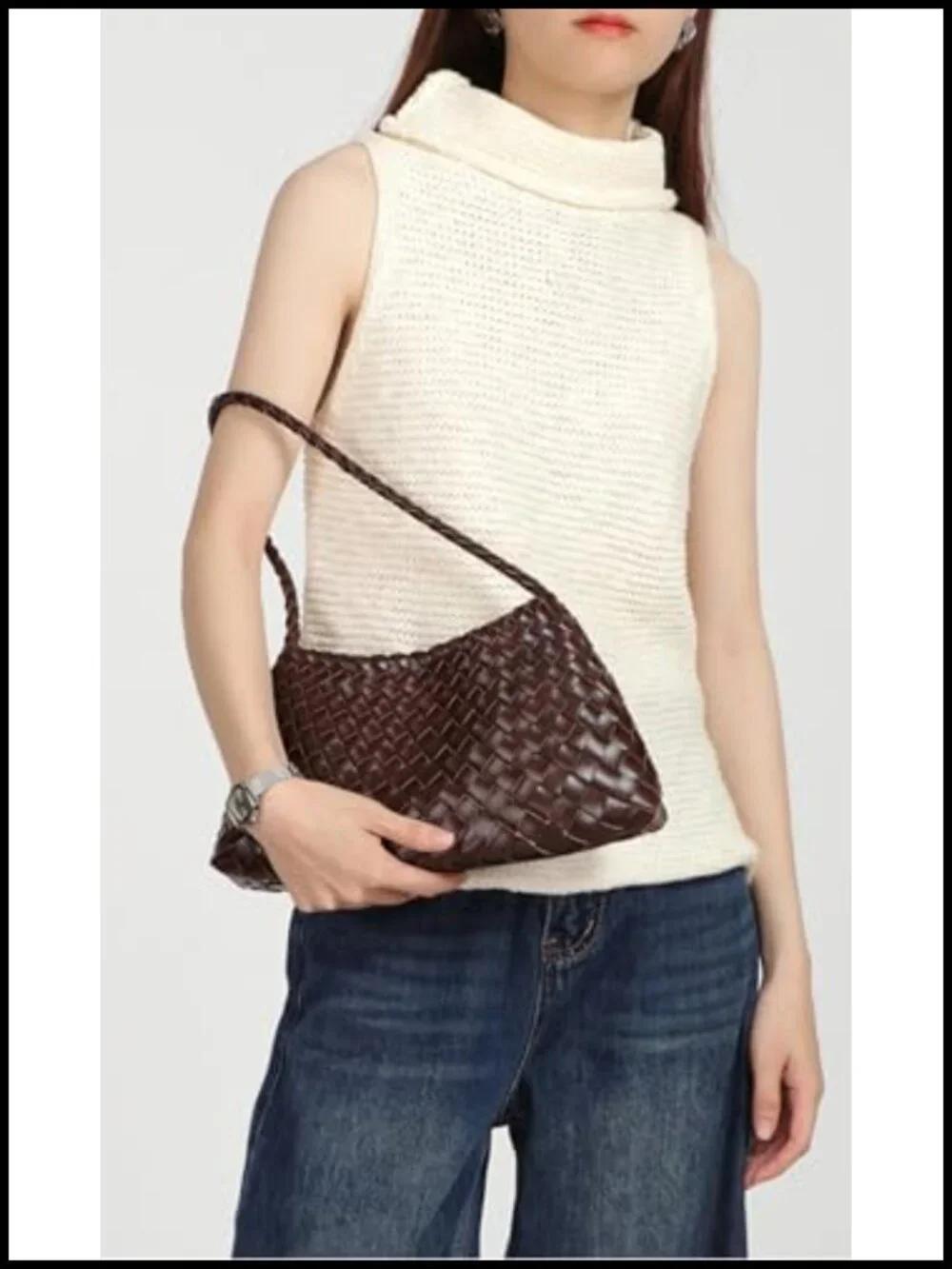 2 Pcs Slouchy Woven PU Leather Hobo Bags Underarm Crossbody Summer Beach Travel